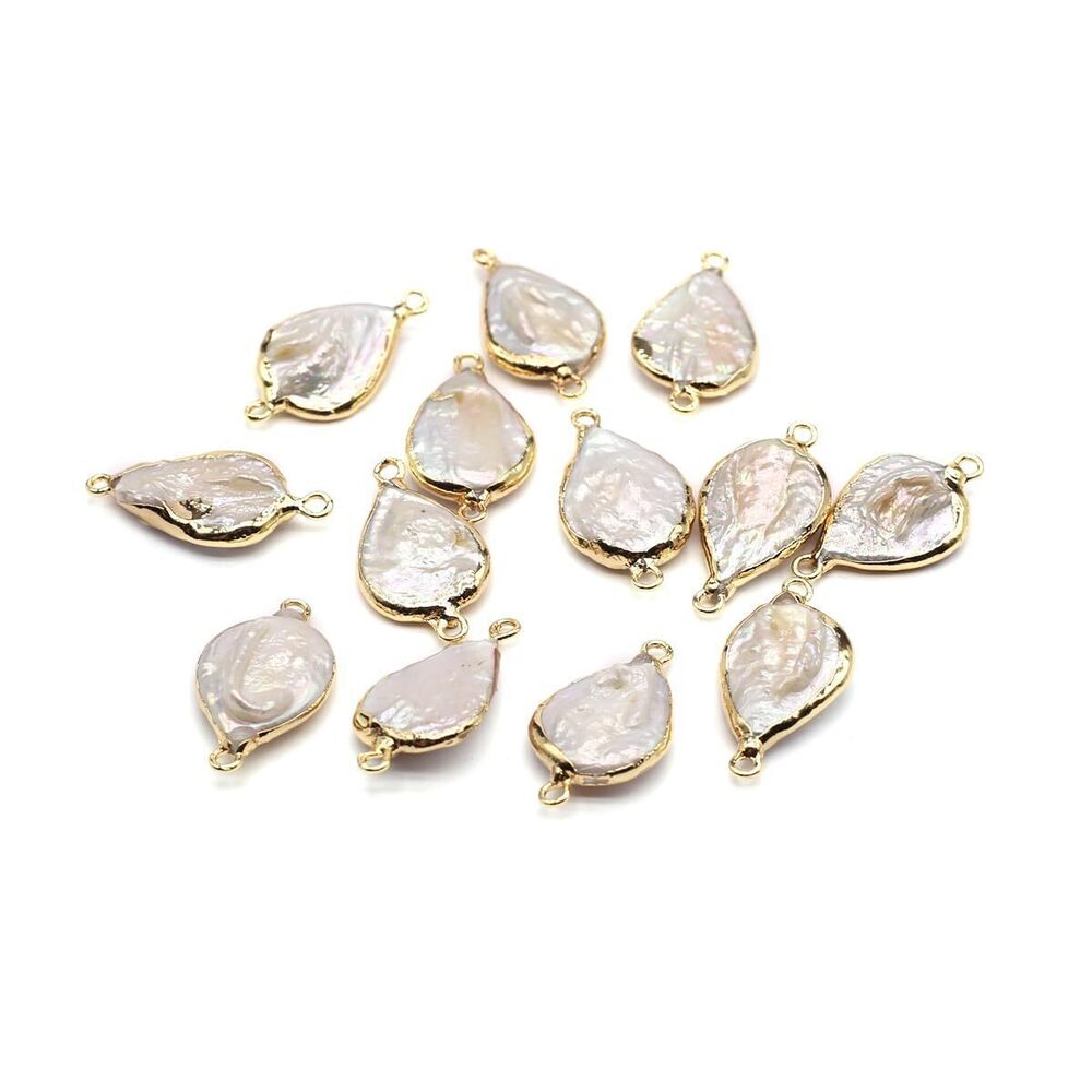 7172 10Pcs Natural Pearl Pendant Connectors Irregular Shape Pearl Charm